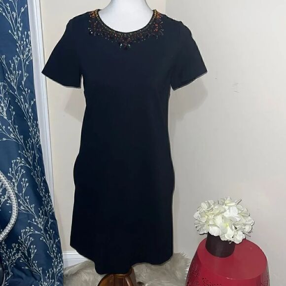 kate spade Dresses & Skirts - Kate Spade Glimmer Shift Dress Jewel Neck Short Sleeve Black sz 2 $348 MSRP